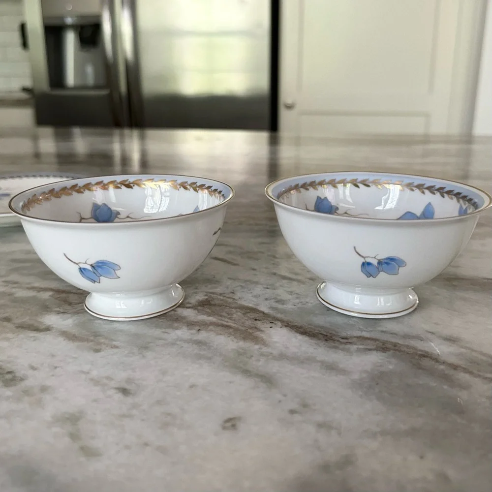 Rosenthal Selb Germany Winifred China White & Blue Floral Print Gold Rim Tea Cup